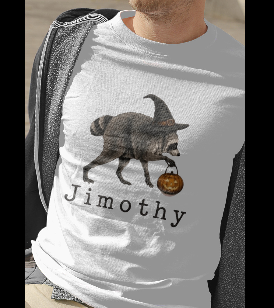 Jimothy Raccoon Witch Hat Pumpkin Halloween T-Shirt