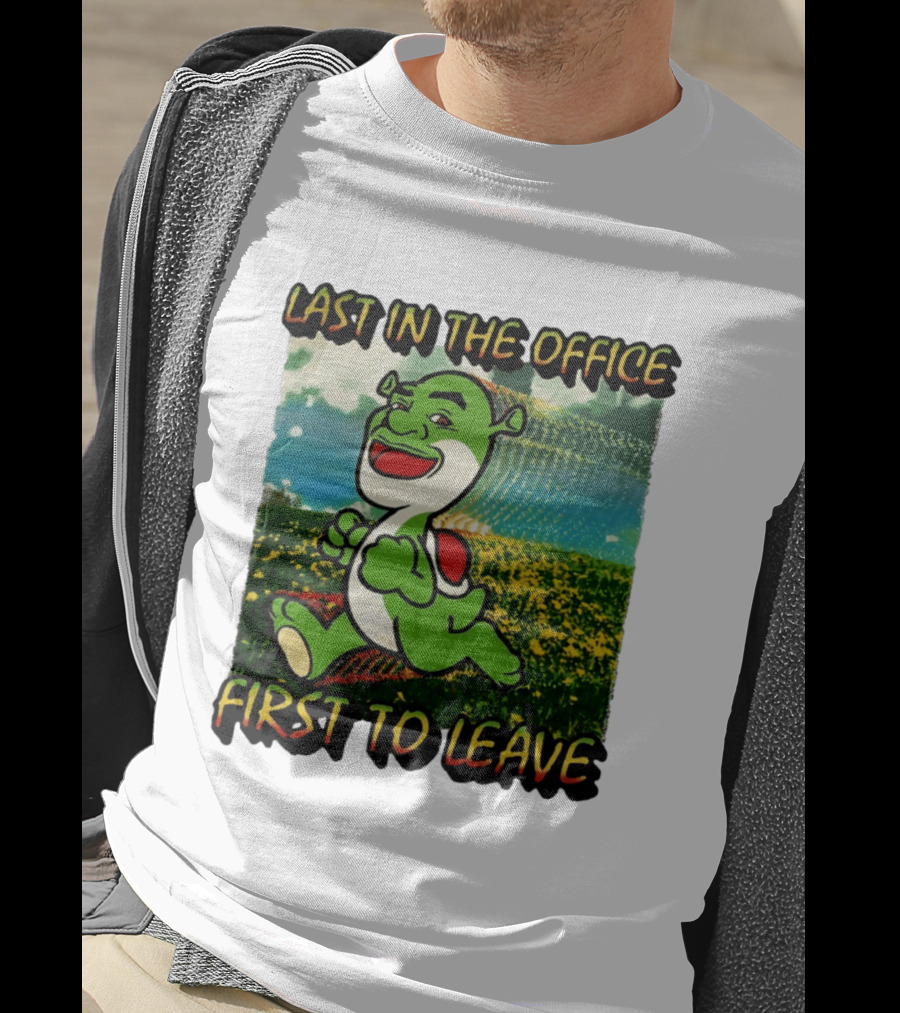 Last In The Office First To Leave Shrek Yoshi Humor T-Shirt