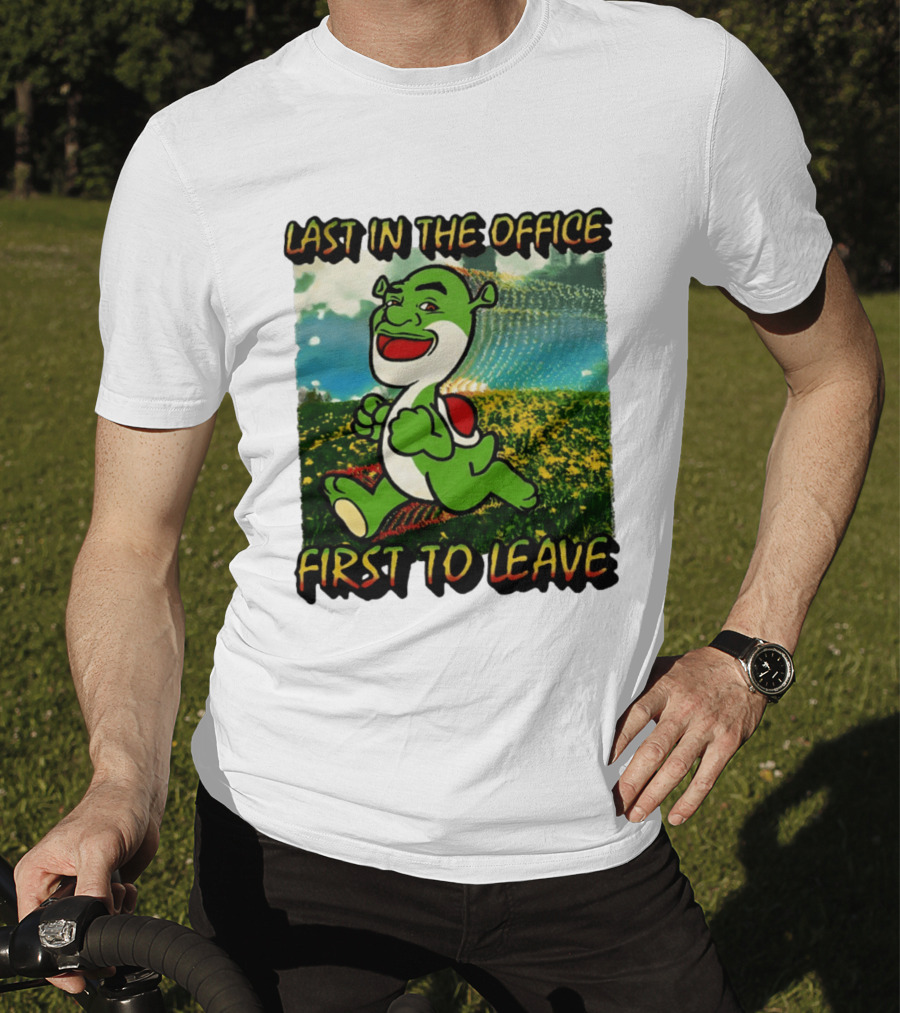 Last In The Office First To Leave Shrek Yoshi Humor T-Shirt