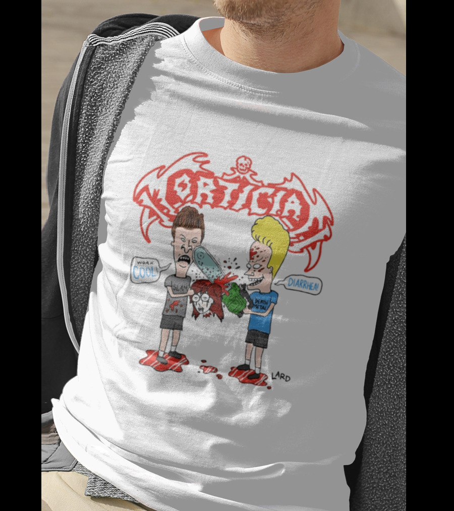 Morticia Beavis And Butt Head Chainsaw Cool Death Metal Slam T-Shirt