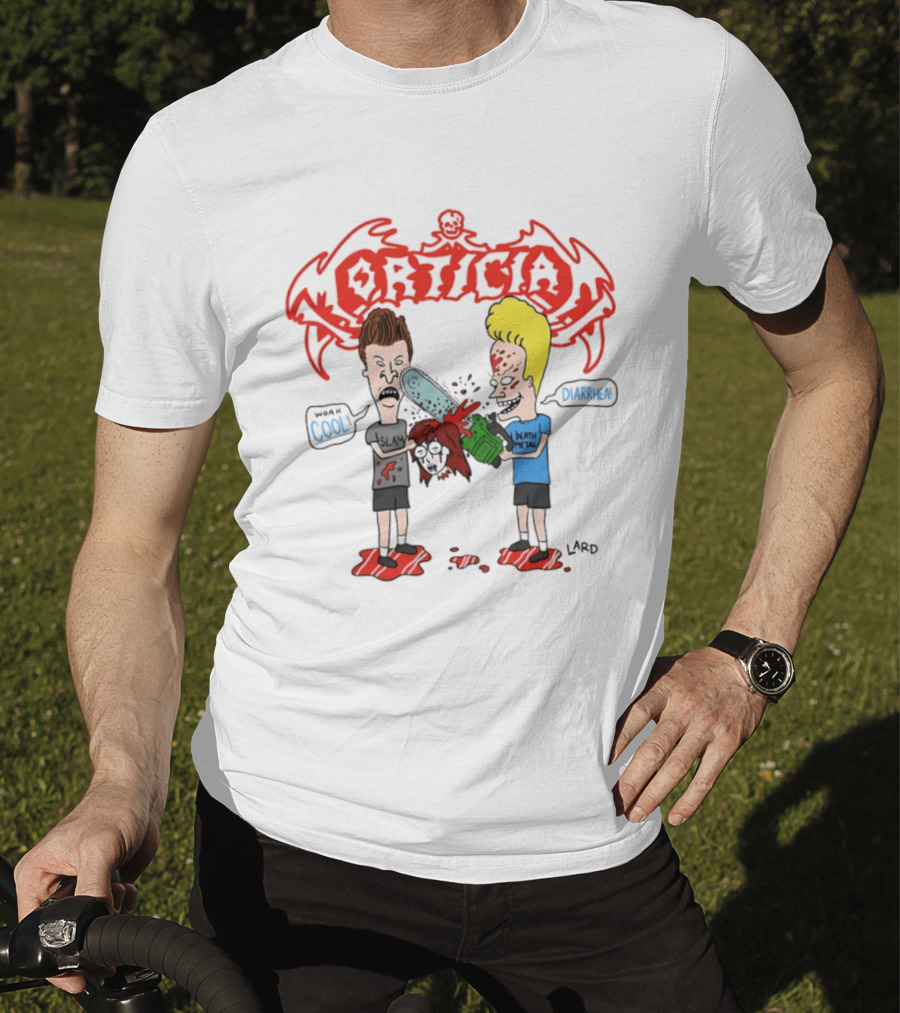 Morticia Beavis And Butt Head Chainsaw Cool Death Metal Slam T-Shirt