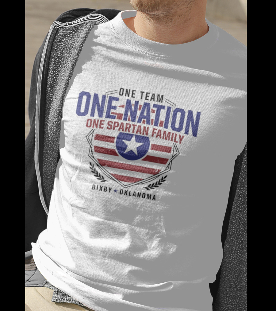 One Team One Nation One Spartan Family Bixby Oklahoma Star Shield T-Shirt