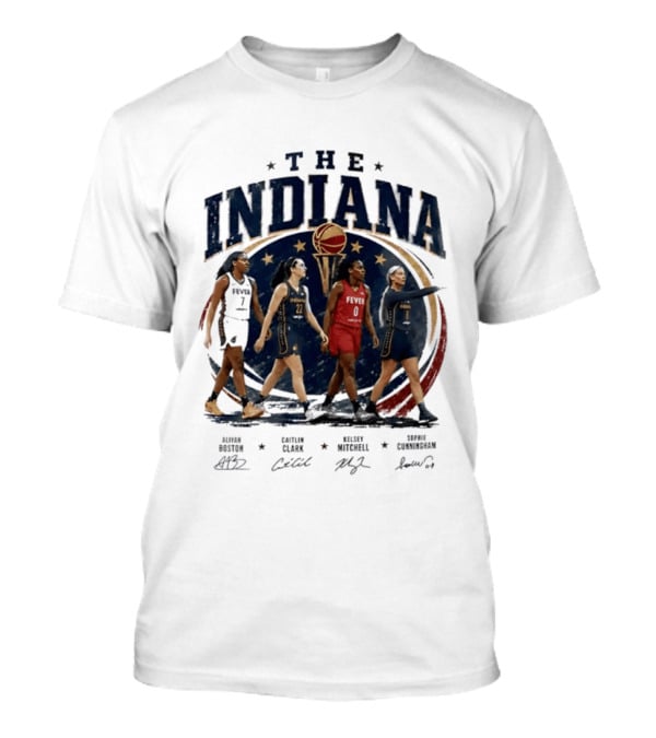 The Indiana Aliyah Boston Caitlin Clark Kelsey Mitchell Sophie Cunningham 2026 Signatures T-Shirt