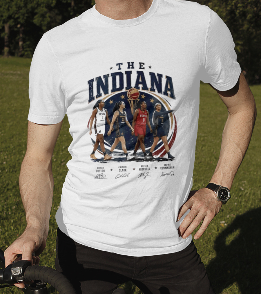 The Indiana Aliyah Boston Caitlin Clark Kelsey Mitchell Sophie Cunningham 2026 Signatures T-Shirt