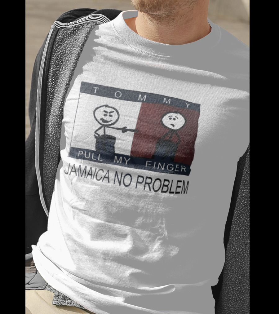 Tommy Pull My Finger Jamaica No Problem Stick Figure Comedy T-Shirt
