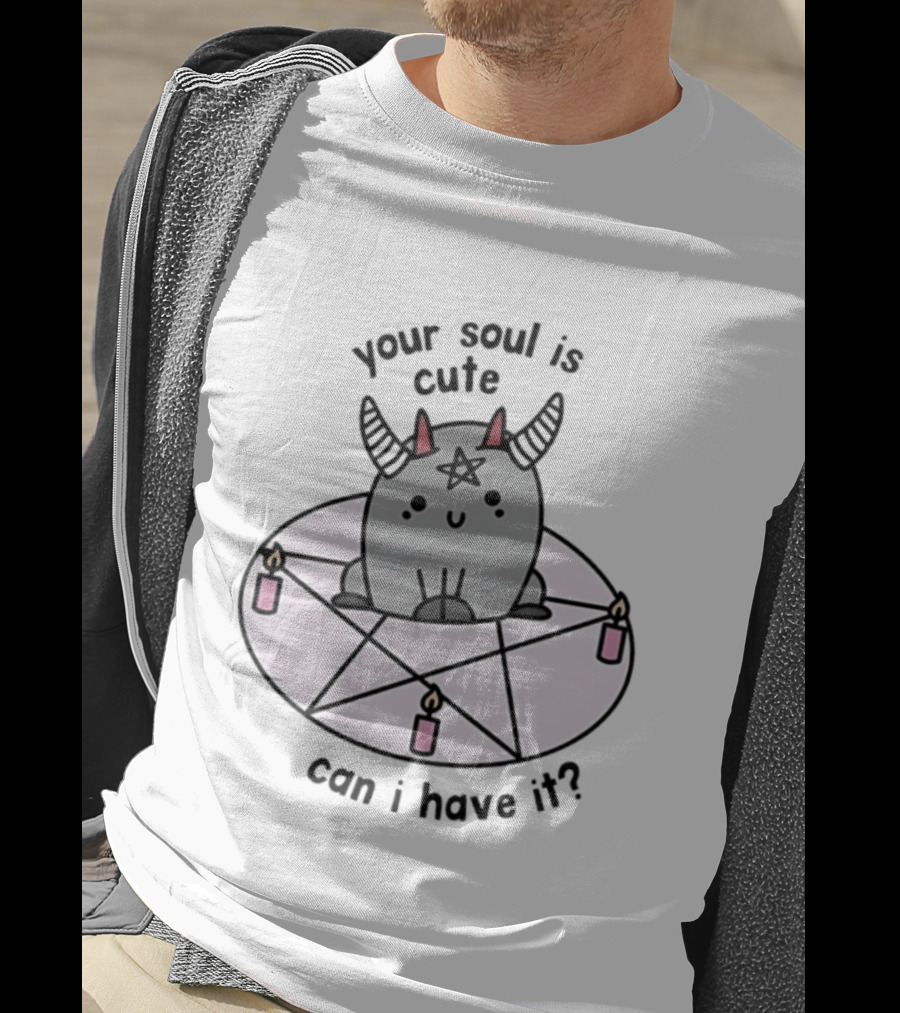 Your Soul Is Cute Can I Have It Pentagram Candles Kawaii Demon T-Shirt