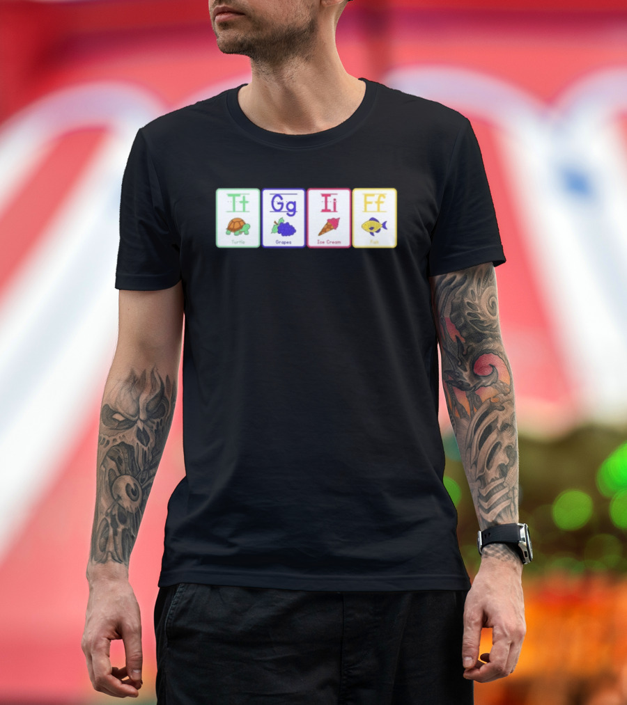 Alphabet Flashcards G I F Turtle Grapes Ice Cream Fish T-Shirt