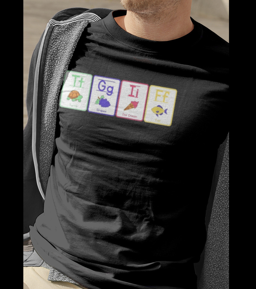 Alphabet Flashcards G I F Turtle Grapes Ice Cream Fish T-Shirt