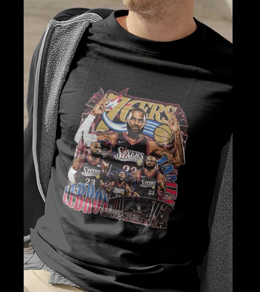 Philadelphia 76ers LeBron James 23 NBA Next Chapter 2 Sided T-Shirt