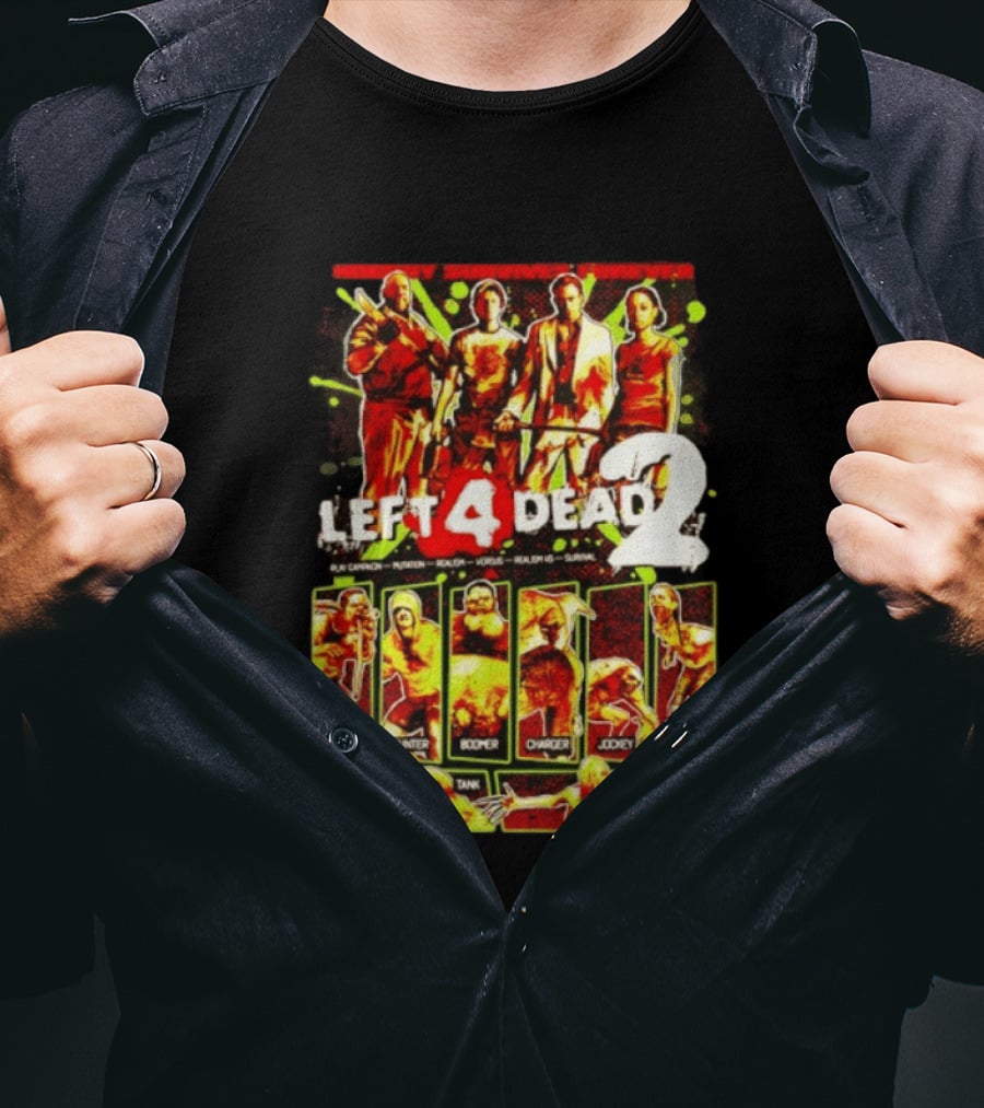Left 4 Dead 2 Nobody Survives Forever Bill Zoey Francis Louis Hunter Boomer Charger Spitter Tank Witch T-Shirt