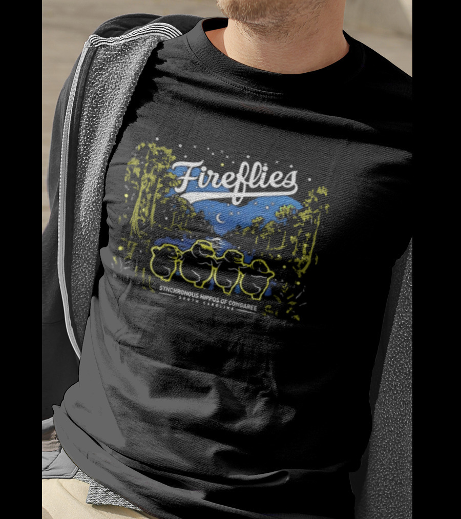 Columbia Fireflies Synchronized Hippo Congaree South Carolina 2026 Starry Night Forest T-Shirt