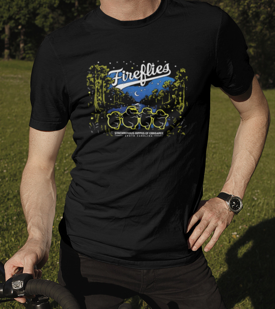 Columbia Fireflies Synchronized Hippo Congaree South Carolina 2026 Starry Night Forest T-Shirt