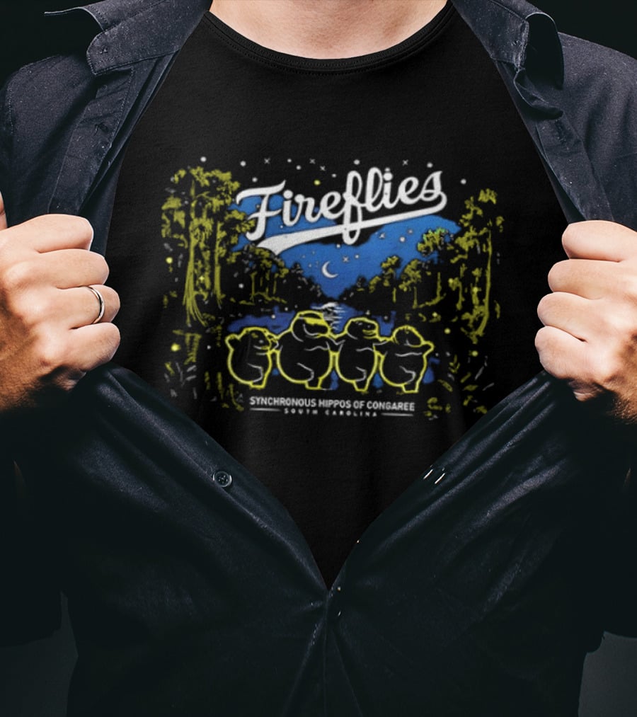 Columbia Fireflies Synchronized Hippo Congaree South Carolina 2026 Starry Night Forest T-Shirt