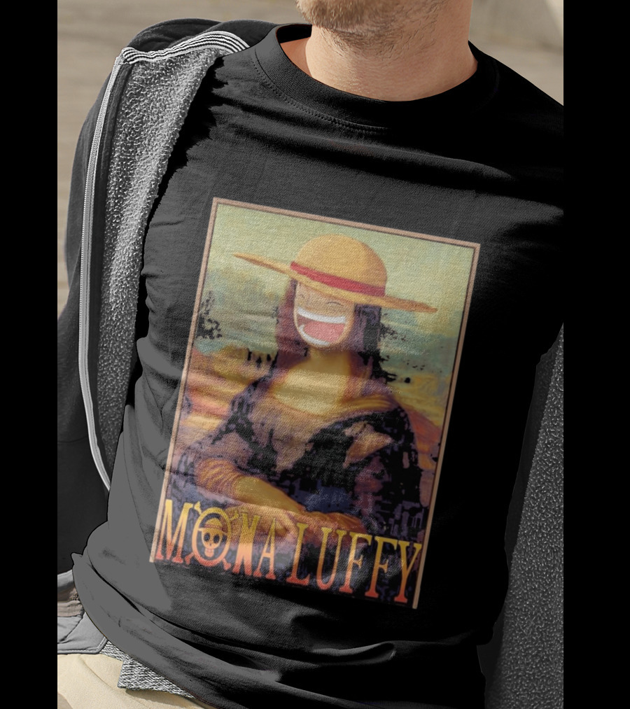Mona Luffy Anime Mashup Mona Lisa T-Shirt