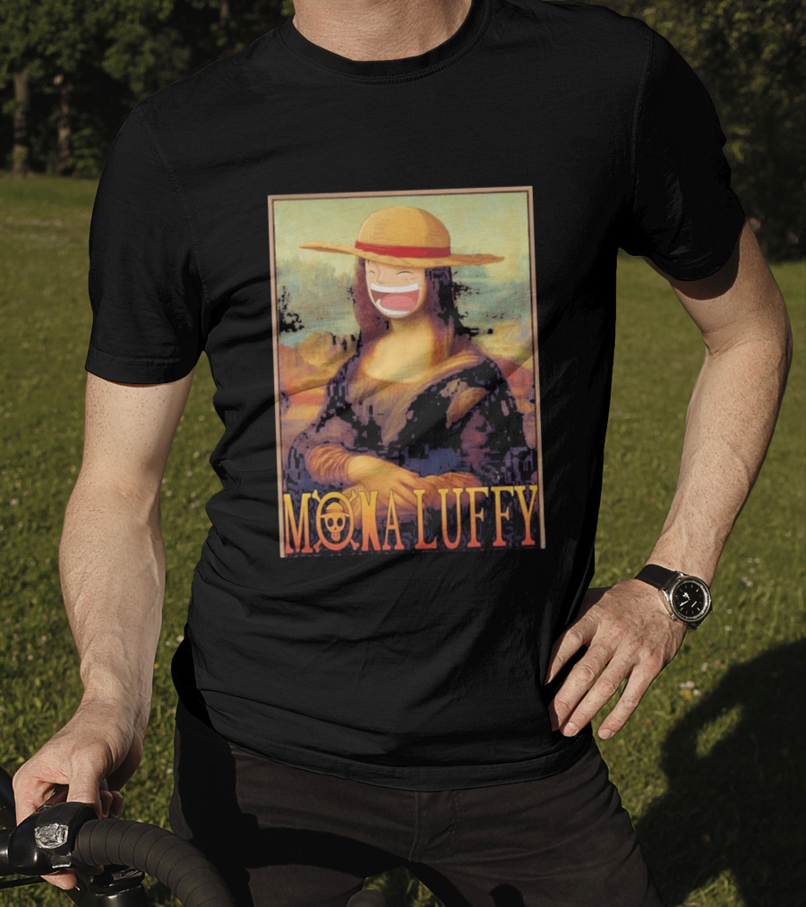 Mona Luffy Anime Mashup Mona Lisa T-Shirt