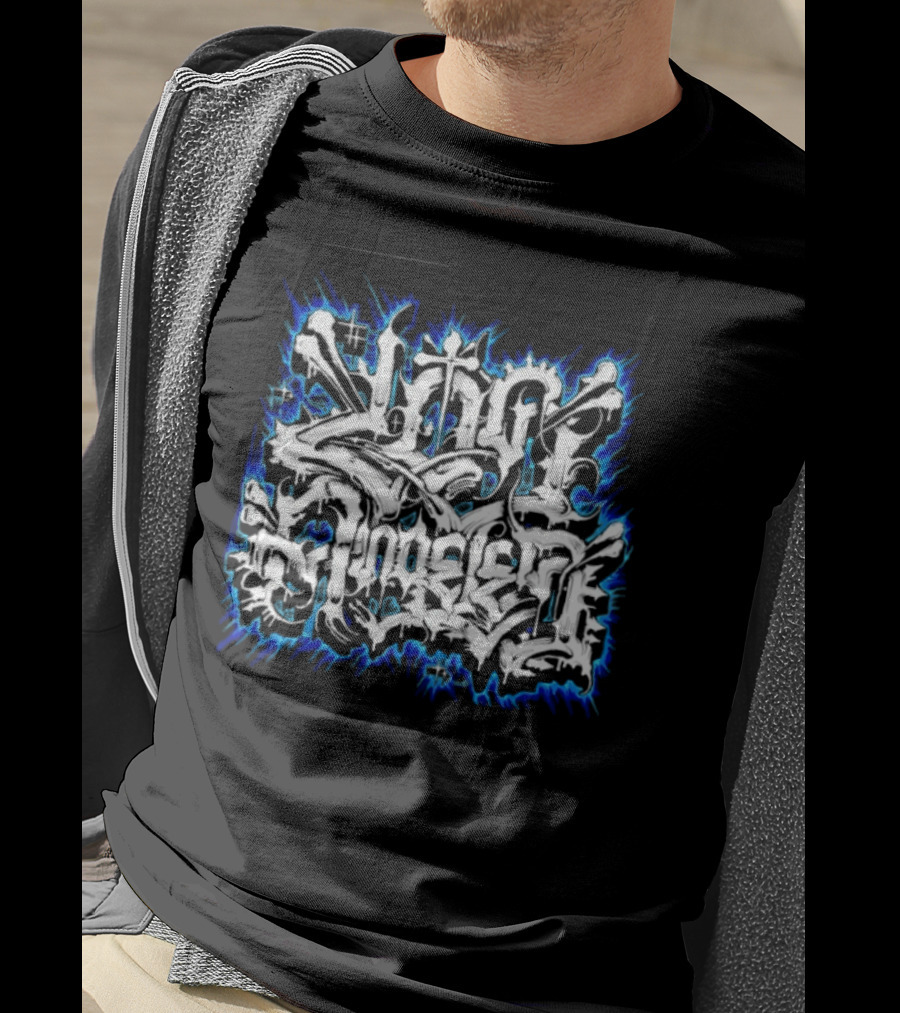 Gangster Streetwear Graffiti Urban White Blue Flame T-Shirt