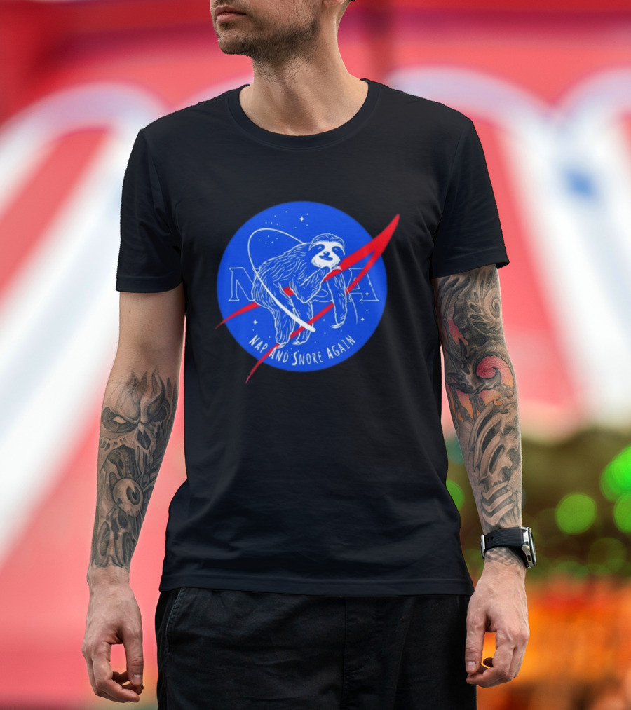 NASA Sloth Nap And Snore Again Space T-Shirt