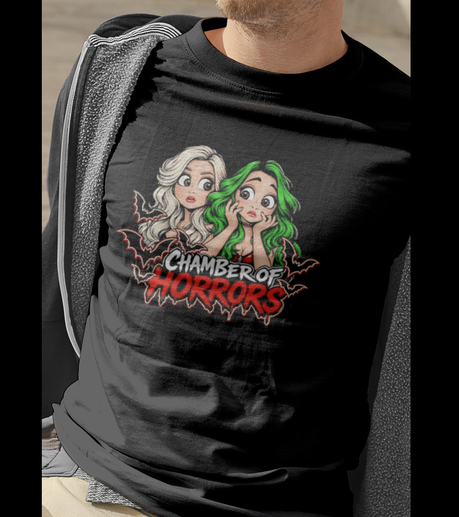 Scarlett And Shotzi Chamber Of Horrors Bats And Green Hair T-Shirt