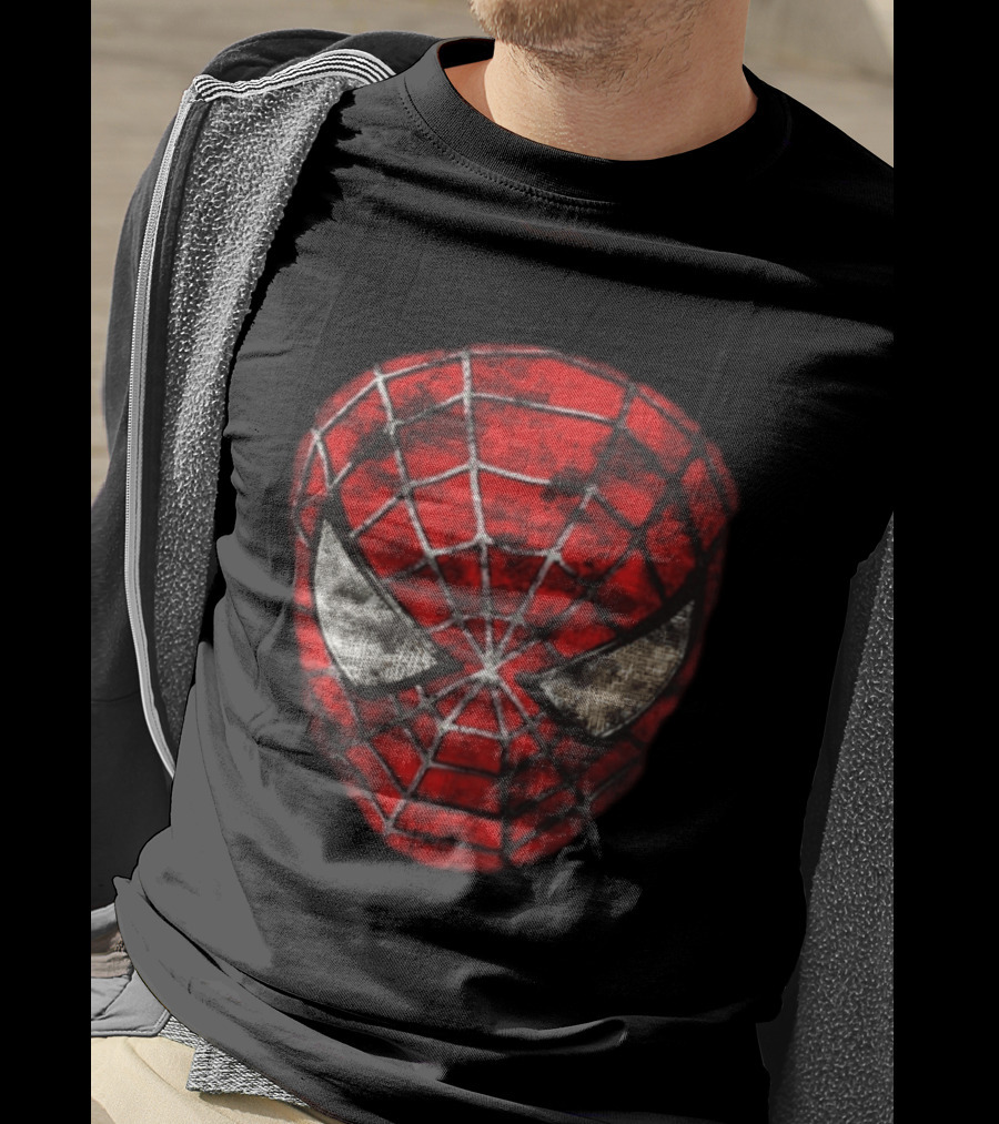Spider Man 2 With Great Power Comes Great Responsibility Two Sided Iconic Mask T-Shirt