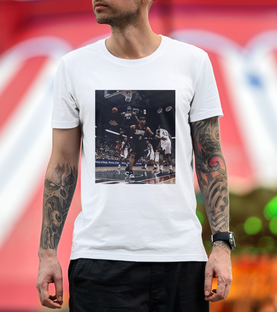 Philadelphia 76ers A.I. LeBron James Iconic Basketball Moment T-Shirt