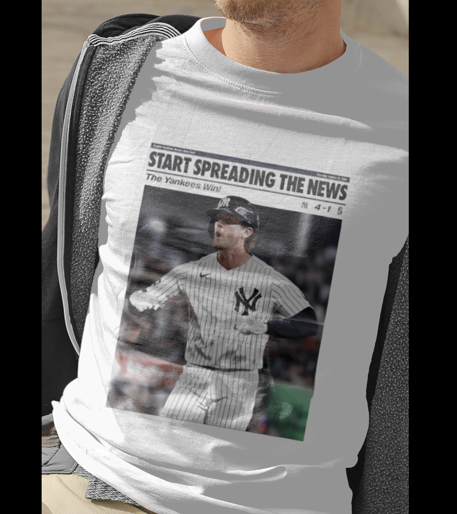 Anthony Volpe New York Yankees Start Spreading The News Pinstripe Jersey Celebration T-Shirt