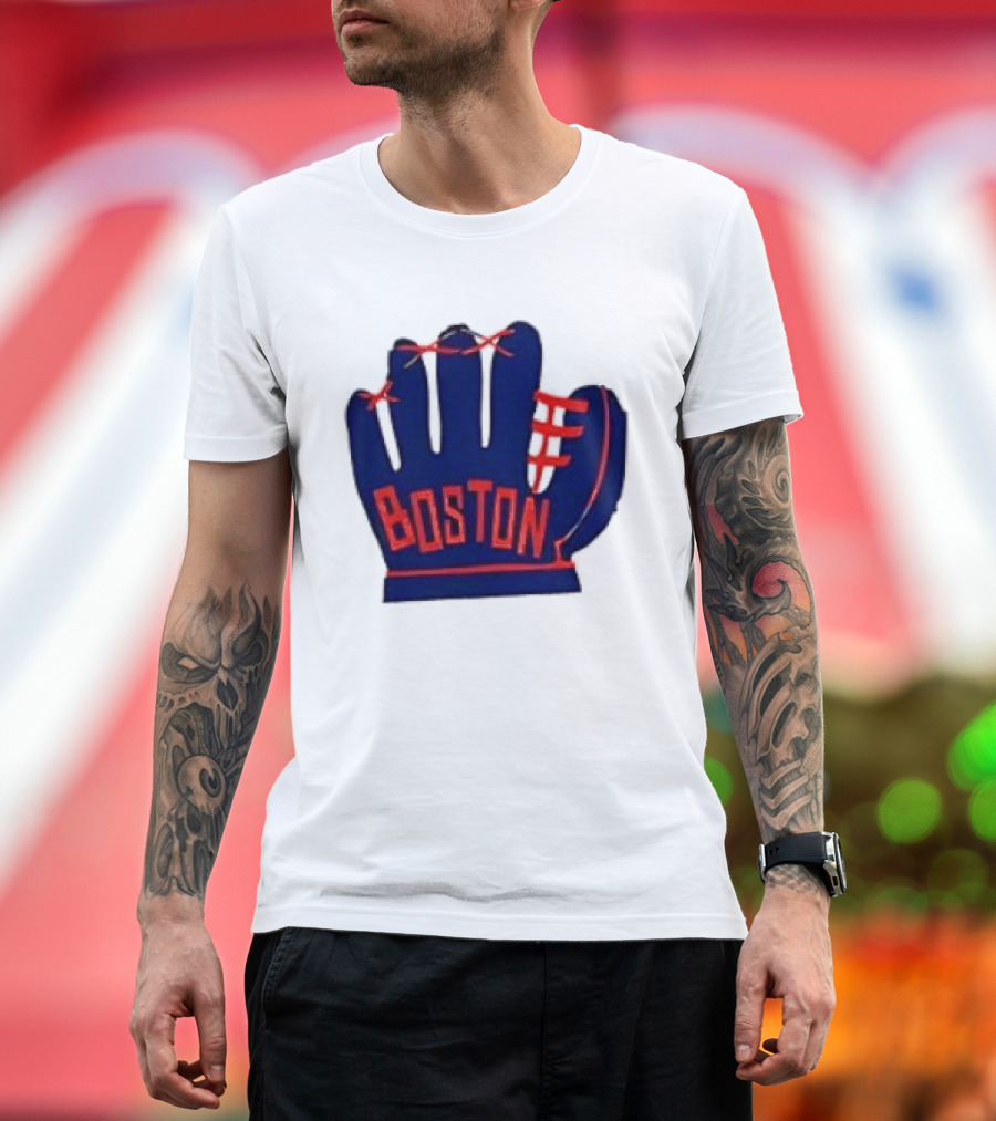 Boston Red Sox MLB Hat And Glove Baseball Club T-Shirt