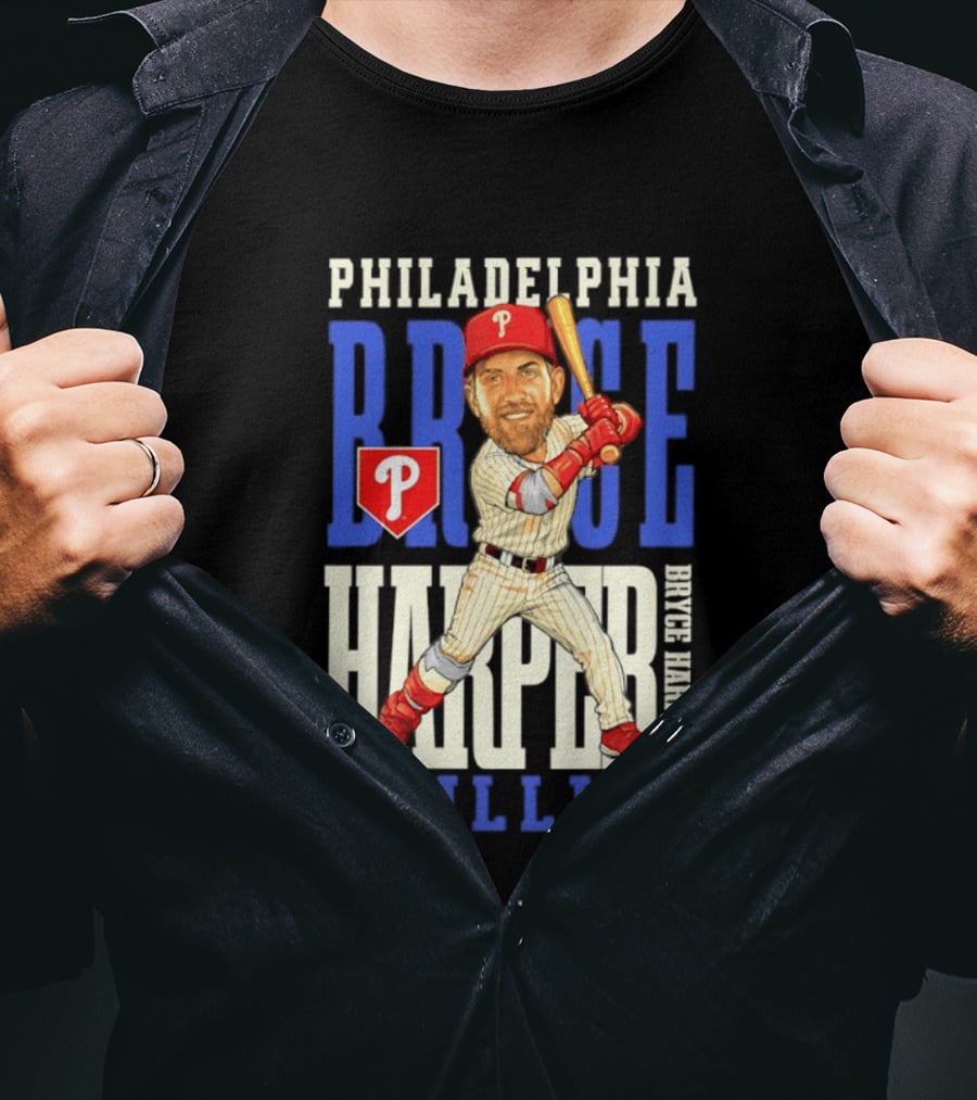 Philadelphia Phillies Bryce Harper Baseball Caricature Clash T-Shirt
