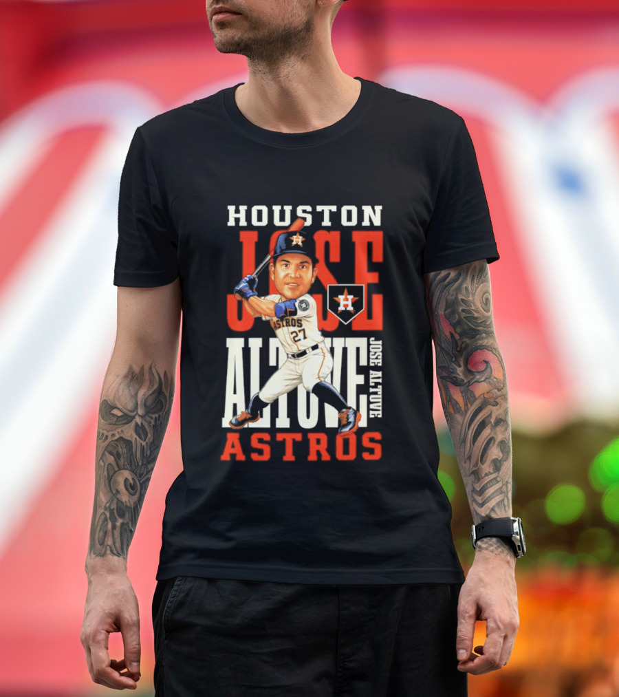 Houston Astros Jose Altuve Baseball Caricature T-Shirt