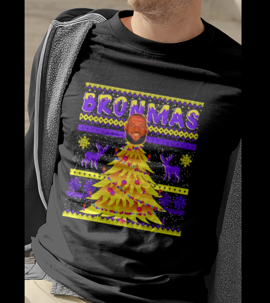 LeBron James Bronmas Christmas Tree Philadelphia 76ers Festive Reindeer T-Shirt