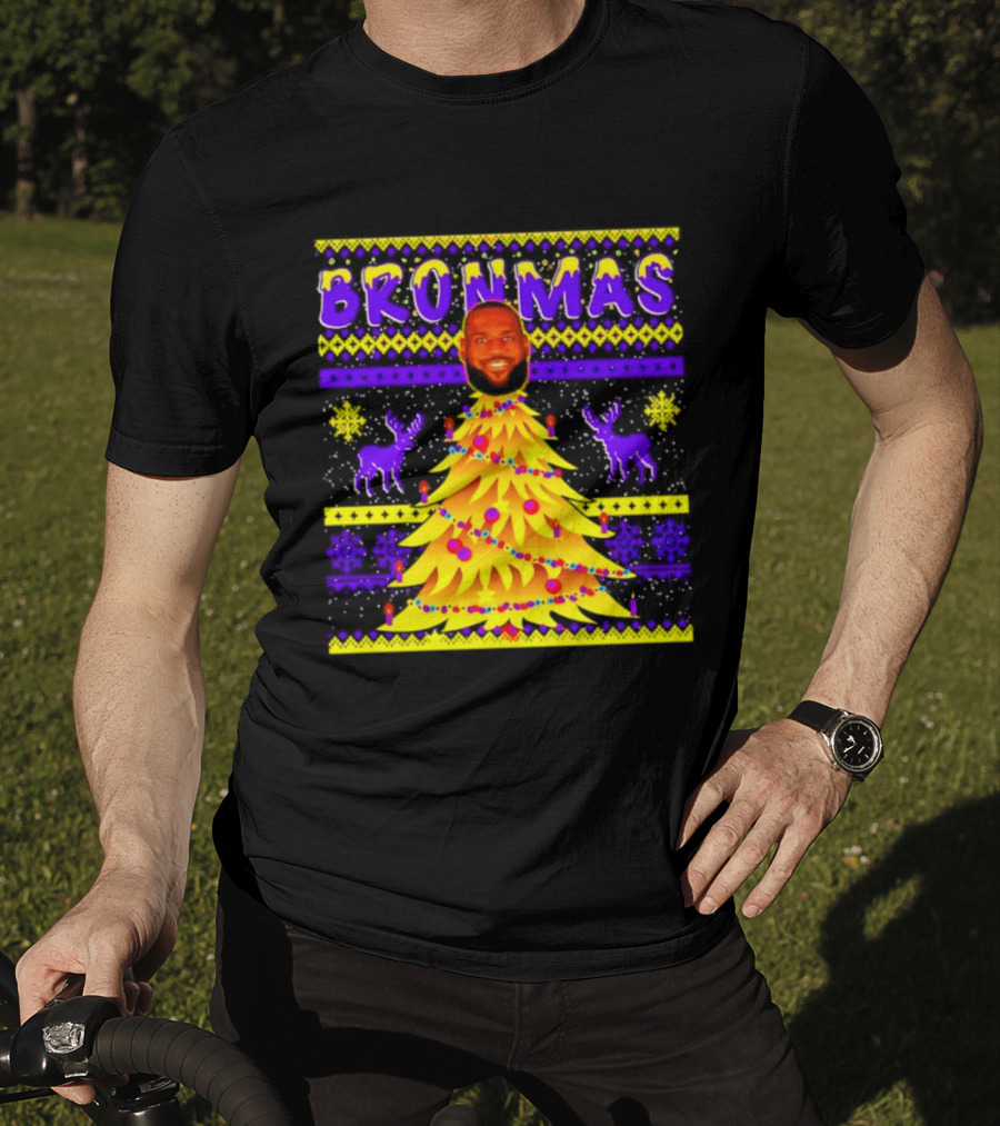 LeBron James Bronmas Christmas Tree Philadelphia 76ers Festive Reindeer T-Shirt