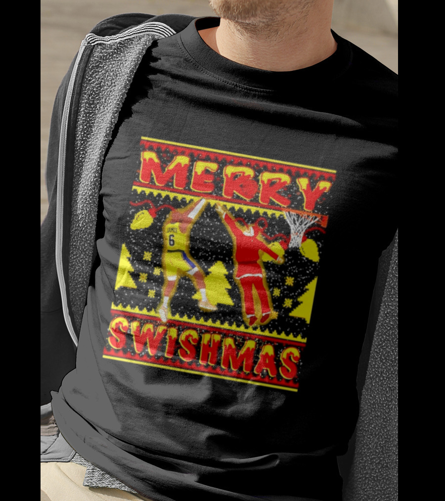 Merry Swishmas LeBron James Santa Dunk Basketball Holiday T-Shirt