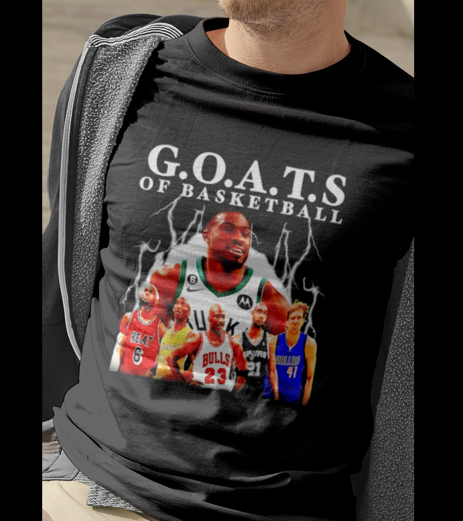 G.O.A.T.S Of Basketball Giannis Antetokounmpo LeBron James Kobe Bryant Michael Jordan Tim Duncan Dirk Nowitzki T-Shirt