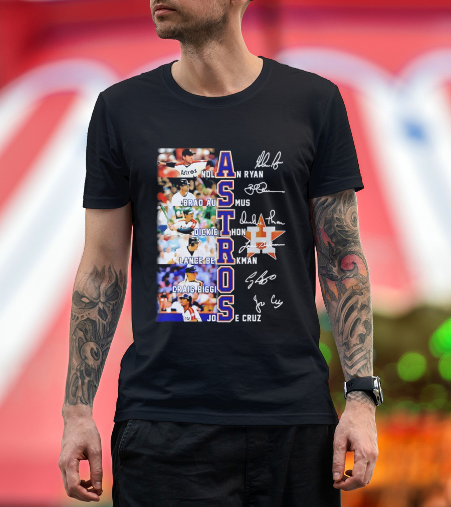 Nolan Ryan Brad Ausmus Dickie Thon Lance Berkman Craig Biggio Jose Cruz Houston Astros Baseball Legends T-Shirt