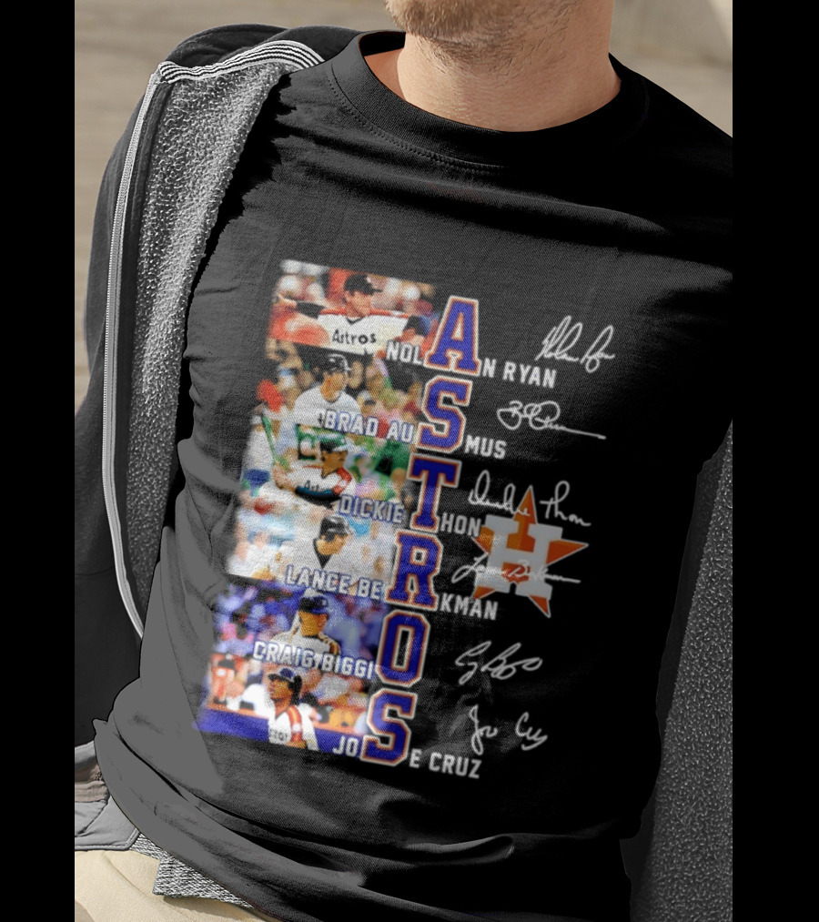 Nolan Ryan Brad Ausmus Dickie Thon Lance Berkman Craig Biggio Jose Cruz Houston Astros Baseball Legends T-Shirt