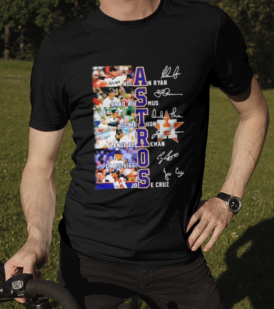 Nolan Ryan Brad Ausmus Dickie Thon Lance Berkman Craig Biggio Jose Cruz Houston Astros Baseball Legends T-Shirt