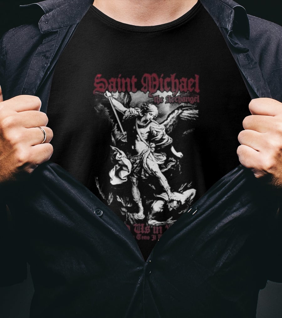 Saint Michael The Archangel Defend Us In Battle Pon Temo 31 Mole T-Shirt