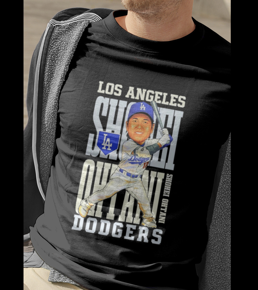 Los Angeles Dodgers Shohei Ohtani Caricature Dodgers Baseball T-Shirt
