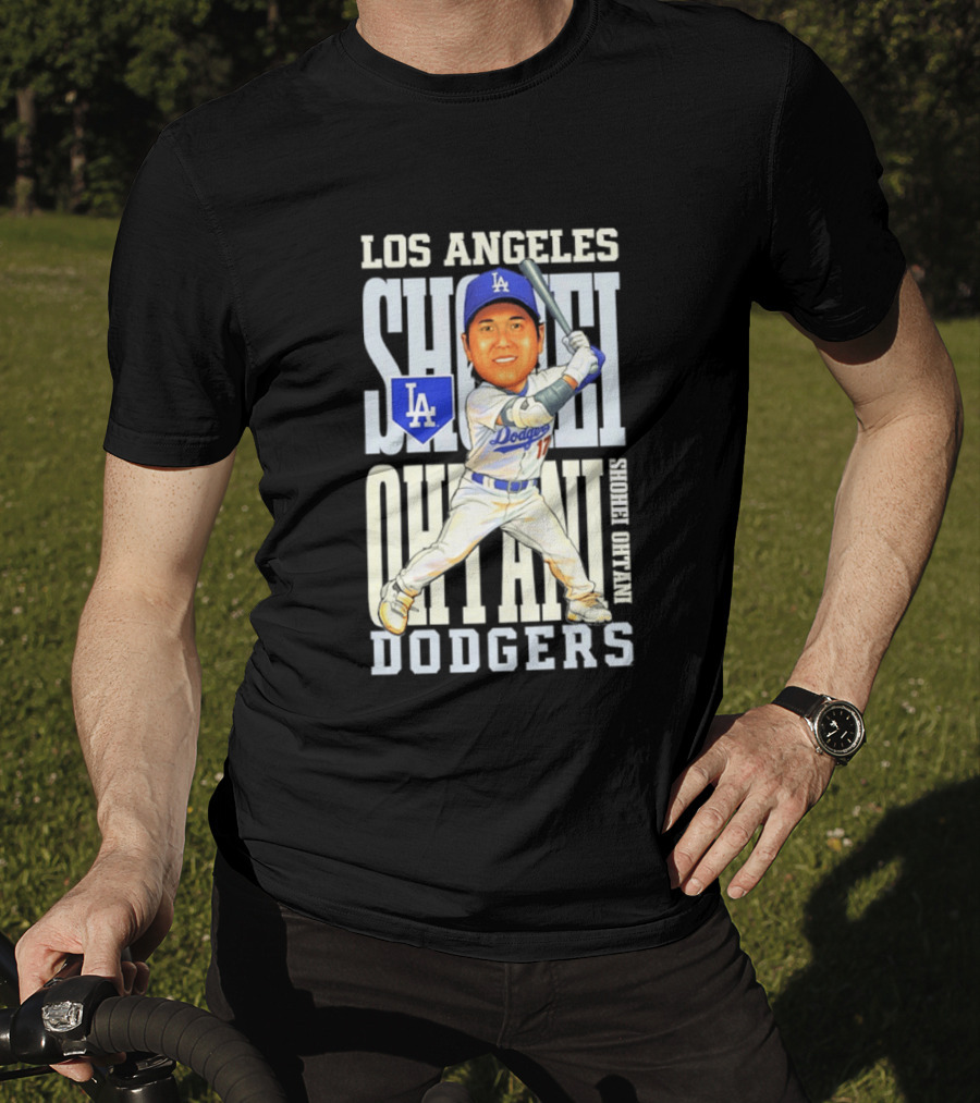 Los Angeles Dodgers Shohei Ohtani Caricature Dodgers Baseball T-Shirt