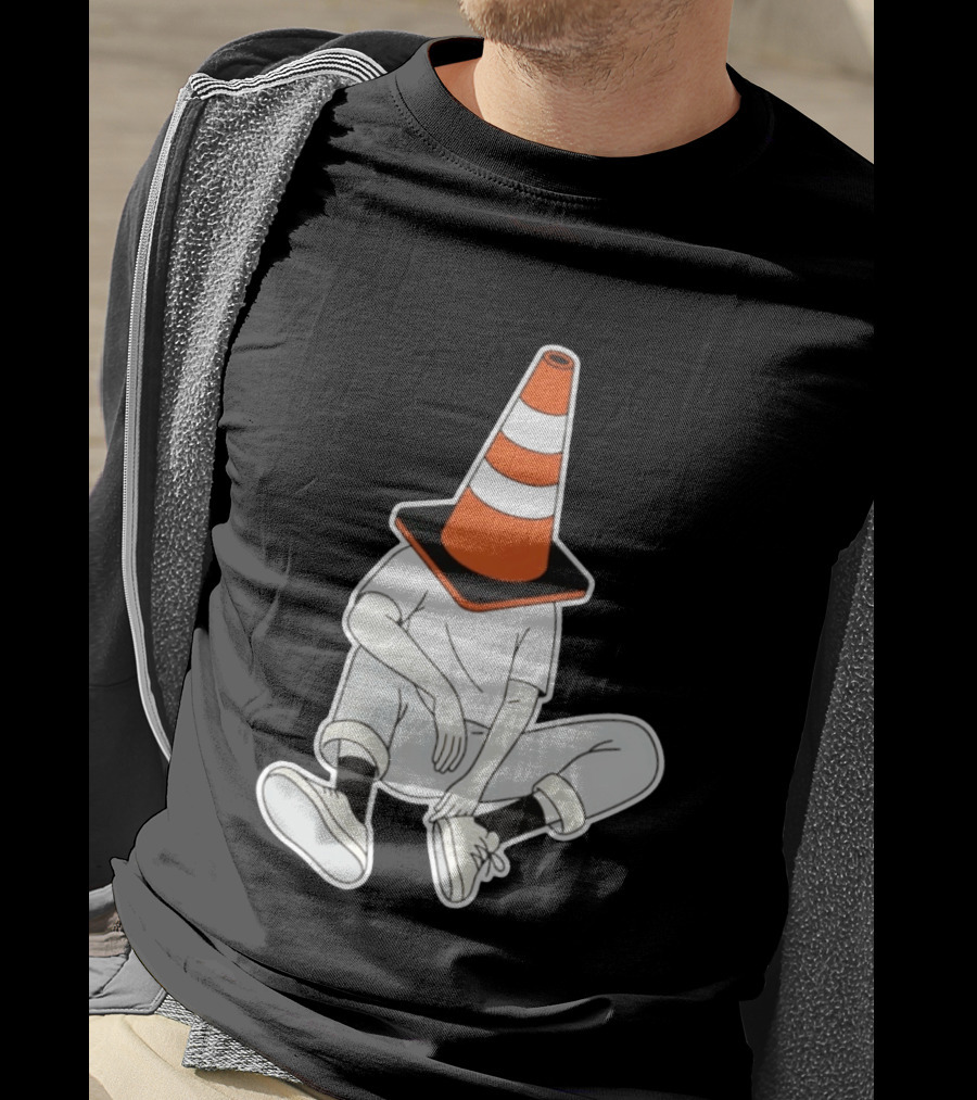 Under Construction Introvert Mode Traffic Cone Head Silent Reflection T-Shirt