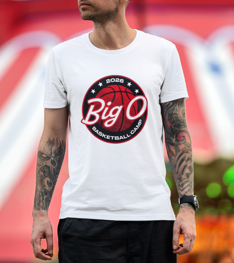 Big O Basketball Camp 2026 Red Basketball Circle Stars T-Shirt