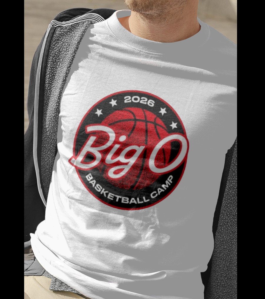 Big O Basketball Camp 2026 Red Basketball Circle Stars T-Shirt