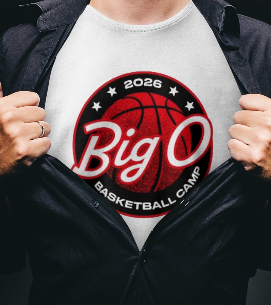 Big O Basketball Camp 2026 Red Basketball Circle Stars T-Shirt