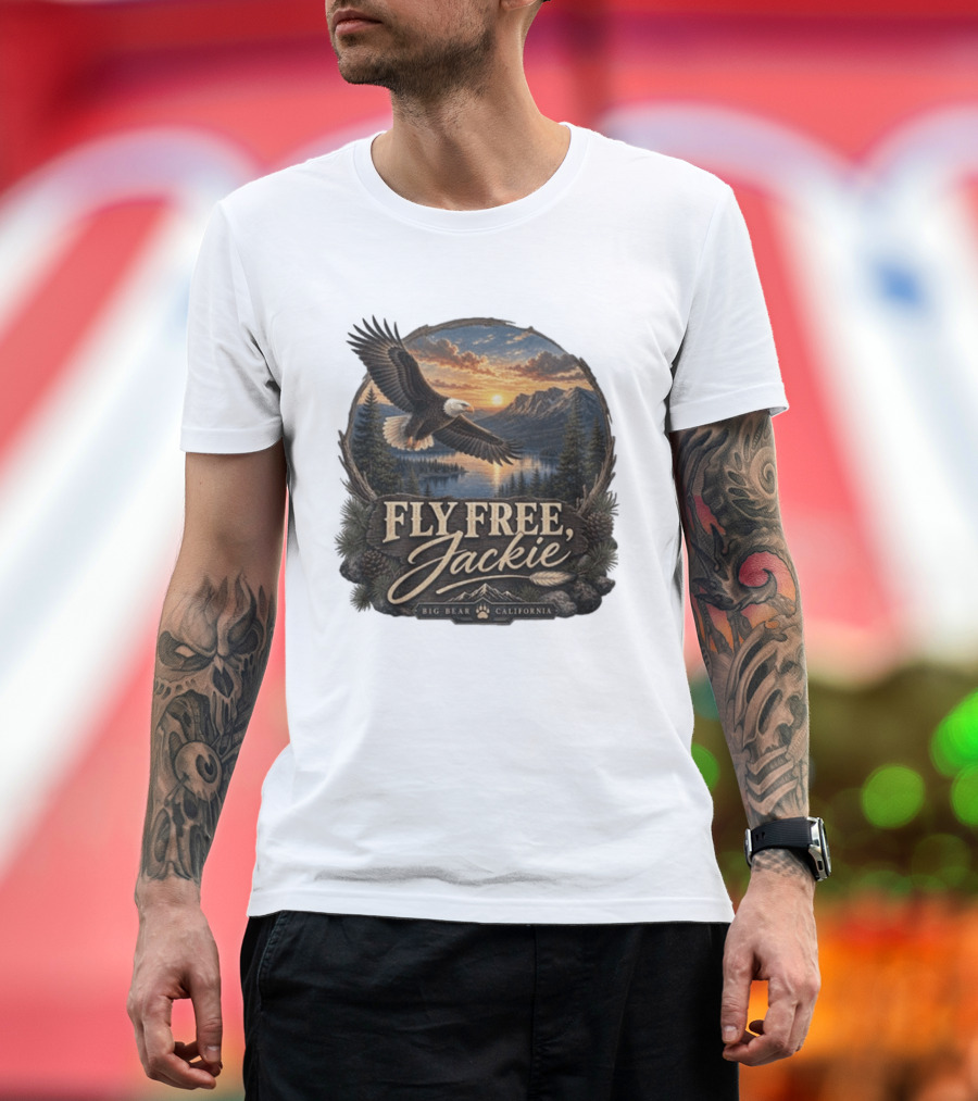 Fly Free Jackie Eagle Soaring Big Bear California Sunset T-Shirt