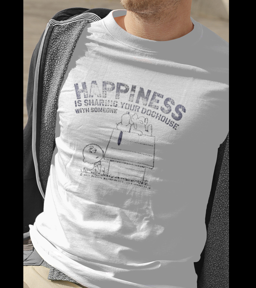 Happiness Is Sharing Your Doghouse With Someone Peanuts Snoopy And Woodstock Charlie Brown T-Shirt