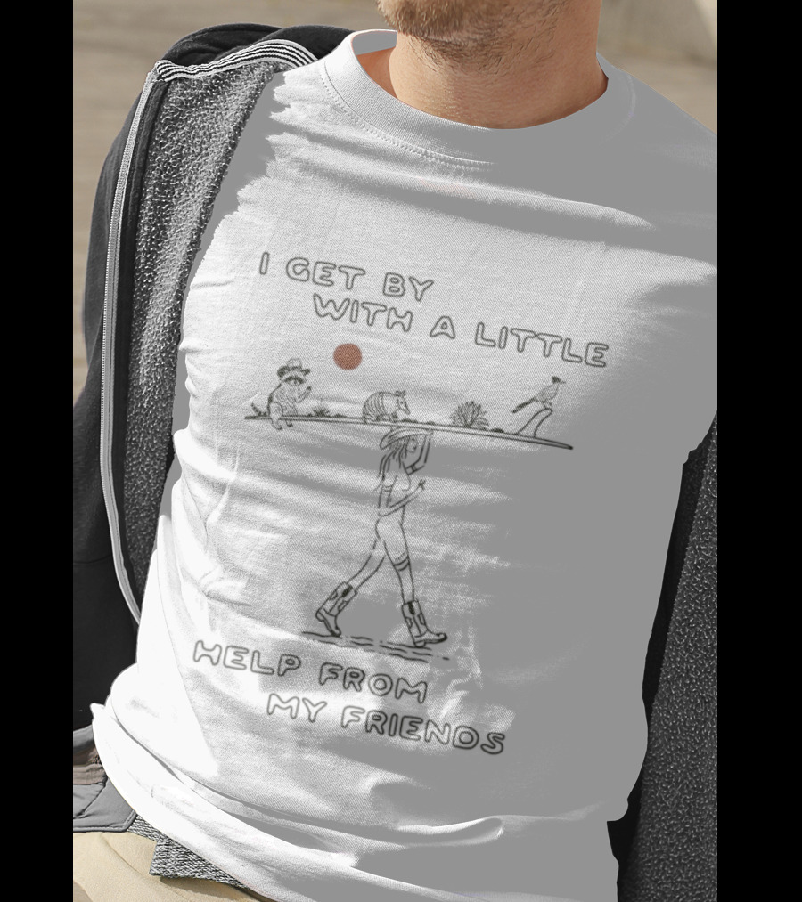 I Get By With A Little Help From My Friends Beatles Lyrics Sketch T-Shirt