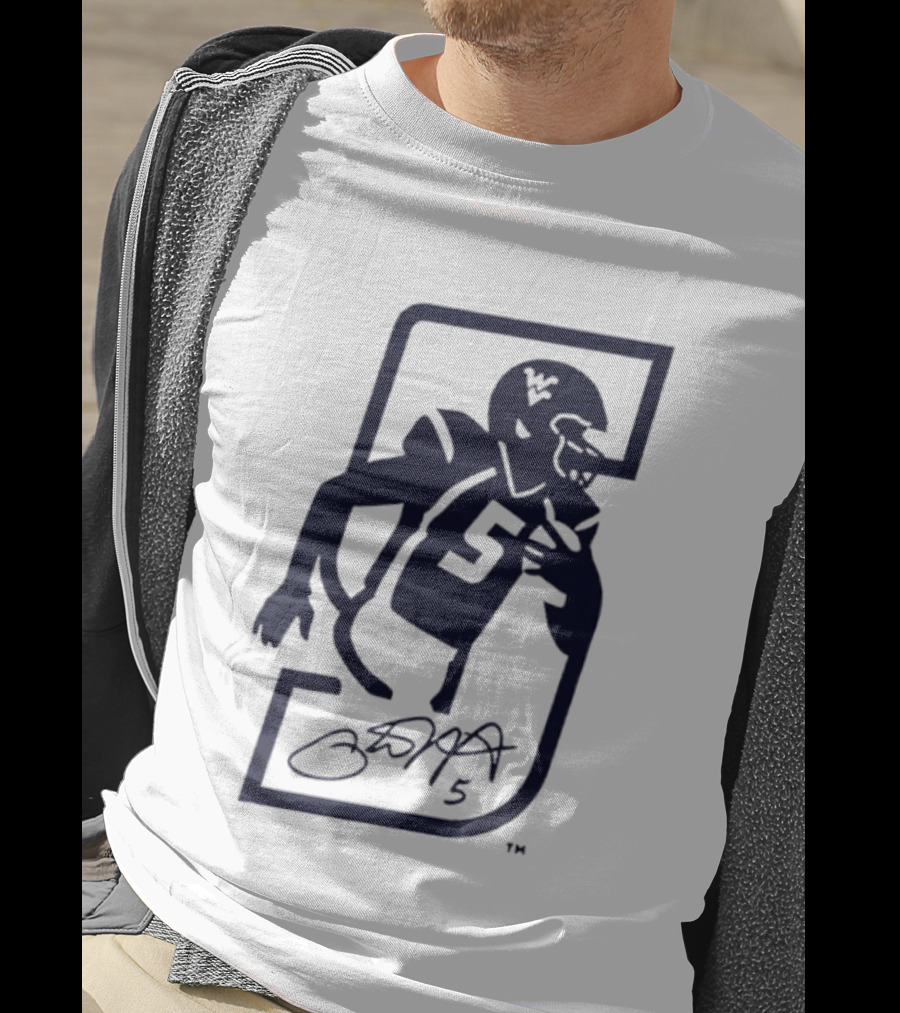 Pat White West Virginia Mountaineers Jersey Number 5 Signature T-Shirt