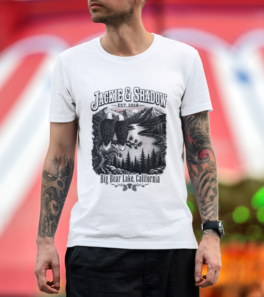 Jackie And Shadow Est 2018 Big Bear Lake California Mountain Scene T-Shirt