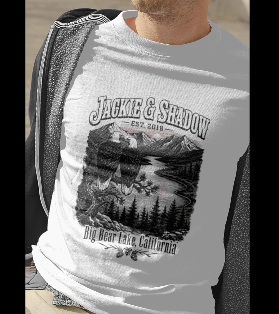 Jackie And Shadow Est 2018 Big Bear Lake California Mountain Scene T-Shirt