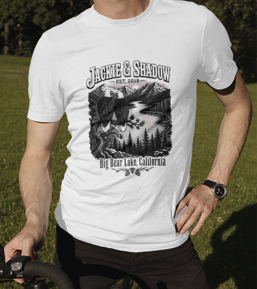 Jackie And Shadow Est 2018 Big Bear Lake California Mountain Scene T-Shirt