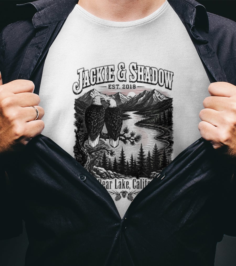 Jackie And Shadow Est 2018 Big Bear Lake California Mountain Scene T-Shirt